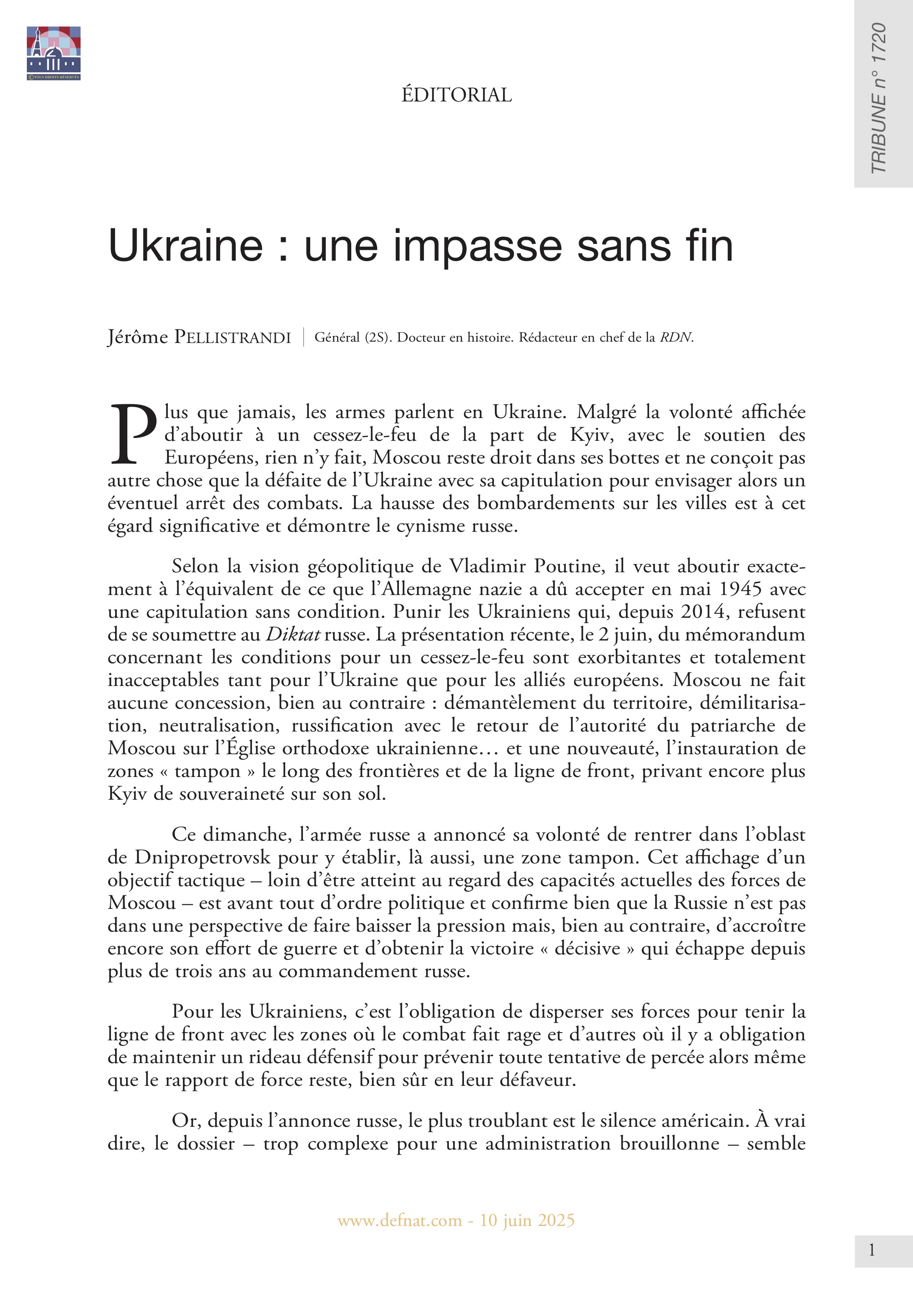 Édiorial – Ukraine : une impasse sans fin
